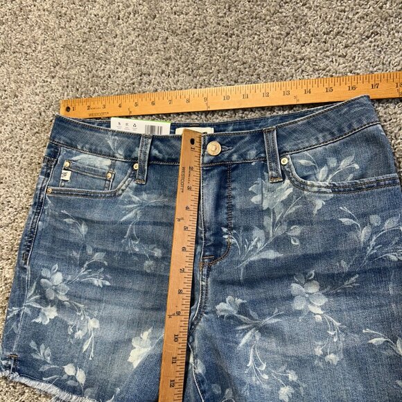 Seven7 Womens Weekend Short Floral Print Denim Size 10 Fray Hem Comfort Stretch - Picture 6 of 8
